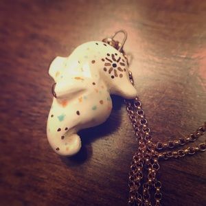 Ceramic and gold handmade seahorse necklace
